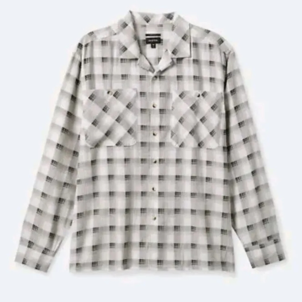 Brixton Bunker Shirt Med Preppy Office School Work Button Black White Plaid Nwt